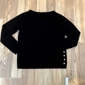 Ann Taylor Black sweater with silver button side detail